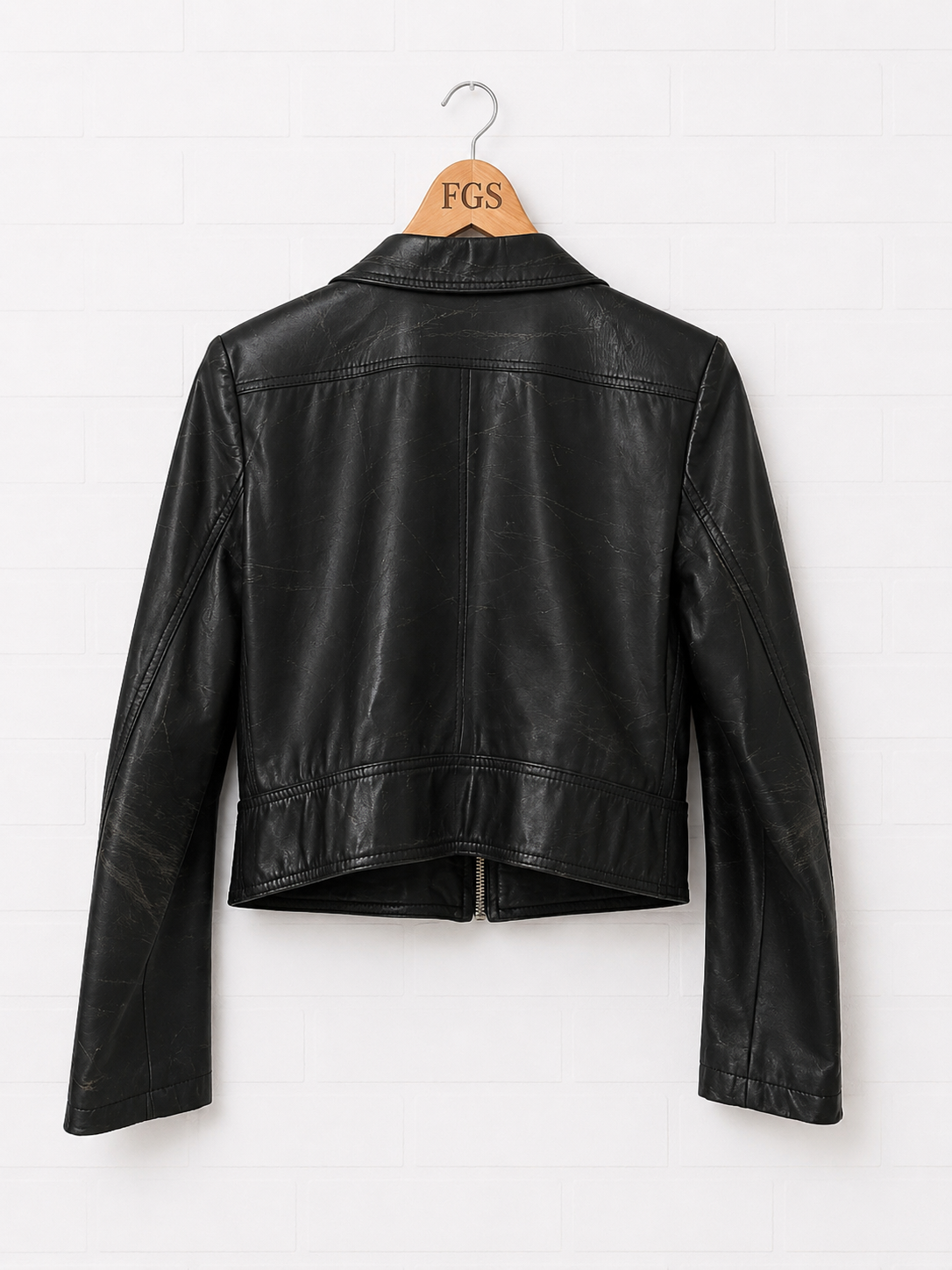 Yves Saint Laurent Black Smooth Leather Zip Jacket- 12