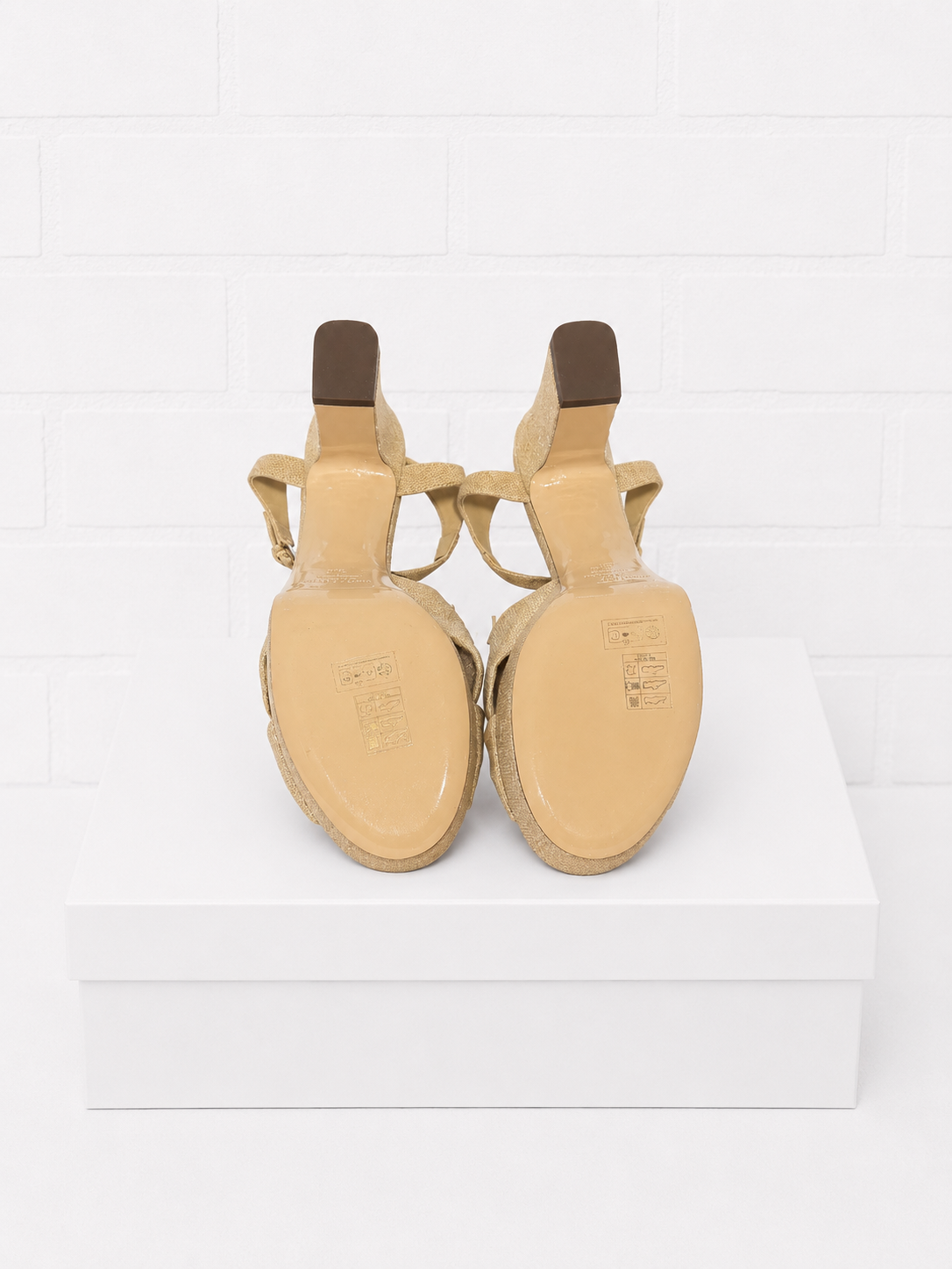 Jimmy Choo Heloise Platform Sandals – Latte Linen -38.5
