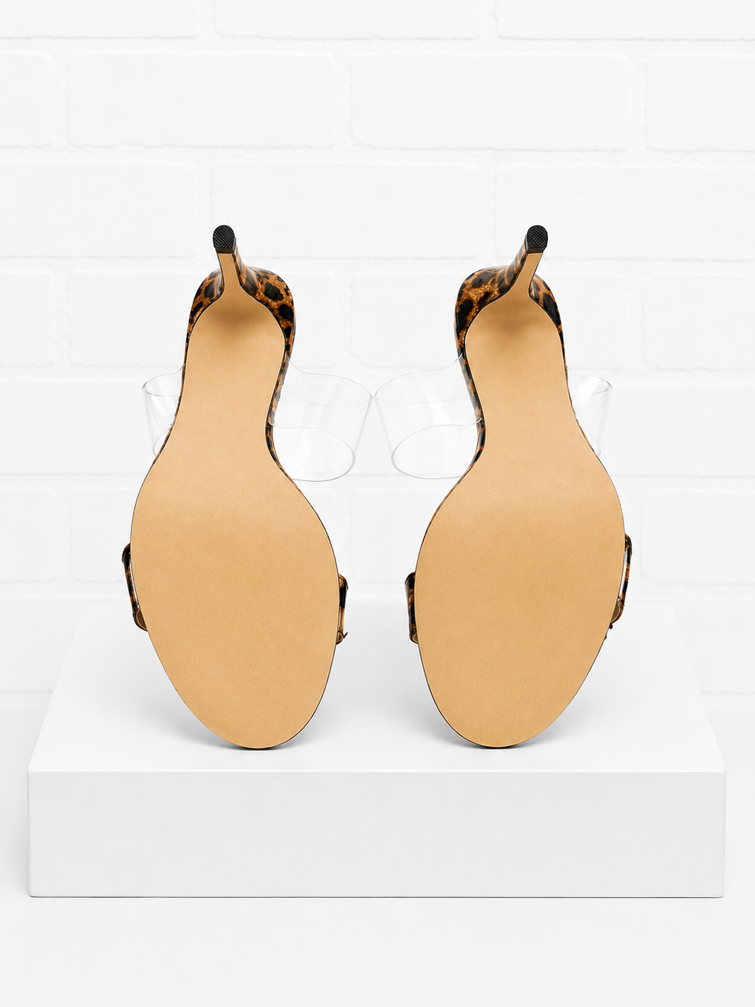 Neiman Marcus "Disco" Leopard-Print Transparent Strap Sandal-7