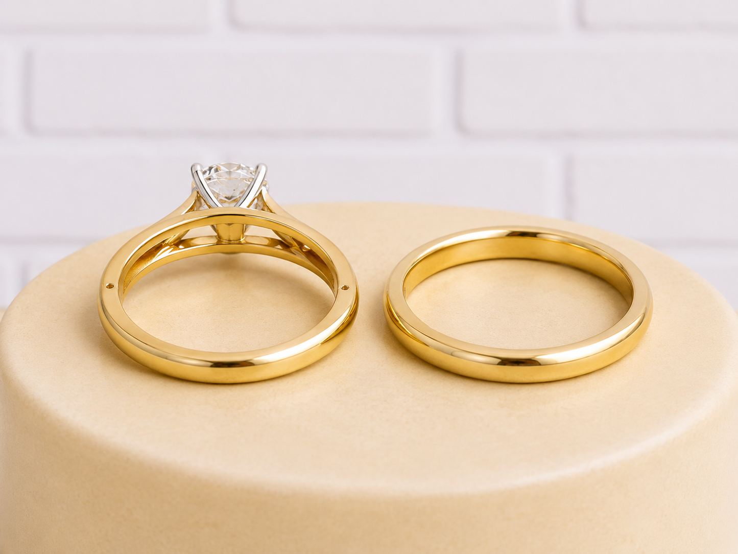 Sterling Silver Diamond Ring Set — Size 7