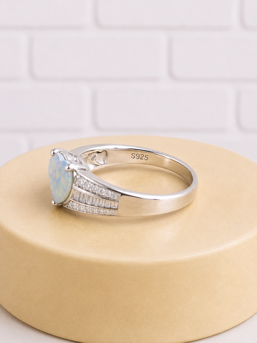 Sterling Silver Opal, Topaz & Diamond Ring — Size 7