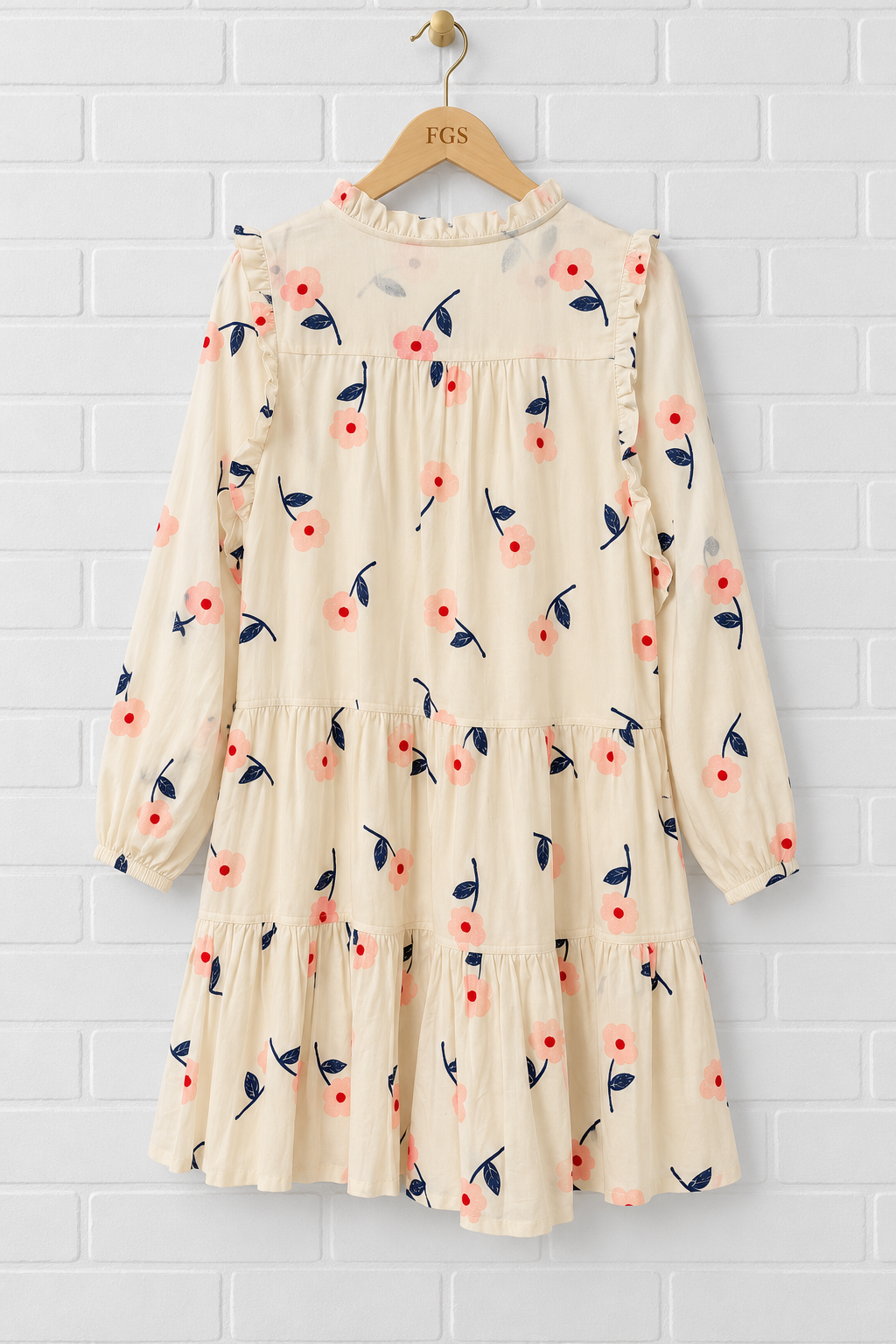Pink Chicken Harper Long Sleeve Tiered Dress- S