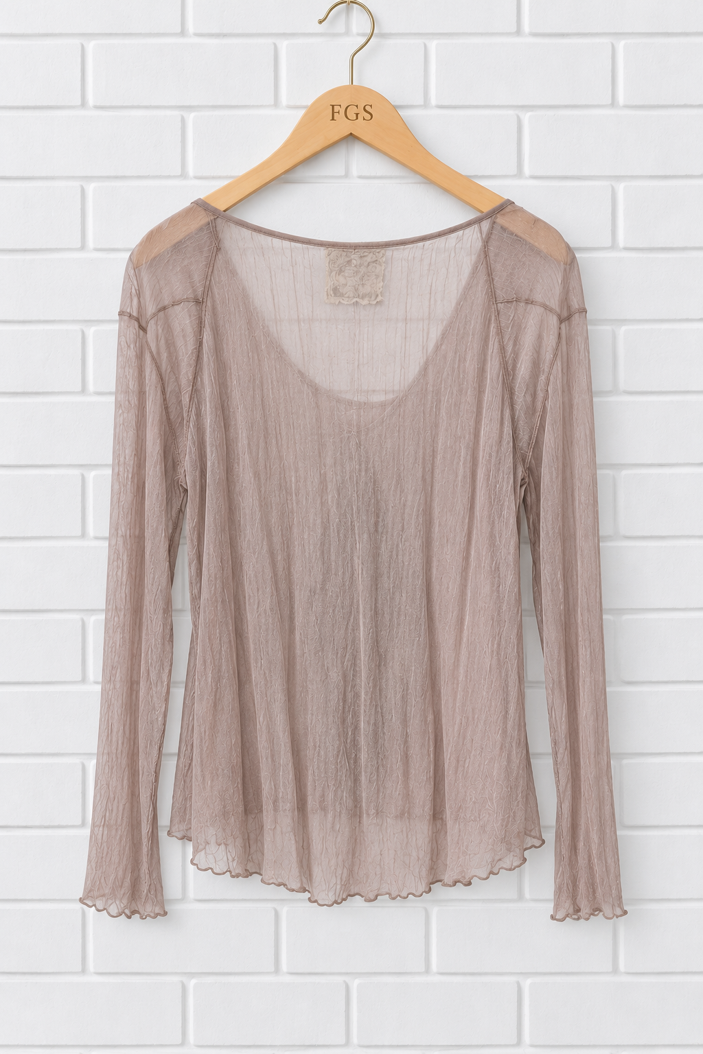 Bonnie Strauss Sheer Silk Lace Appliqué Asymmetric Blouse- M