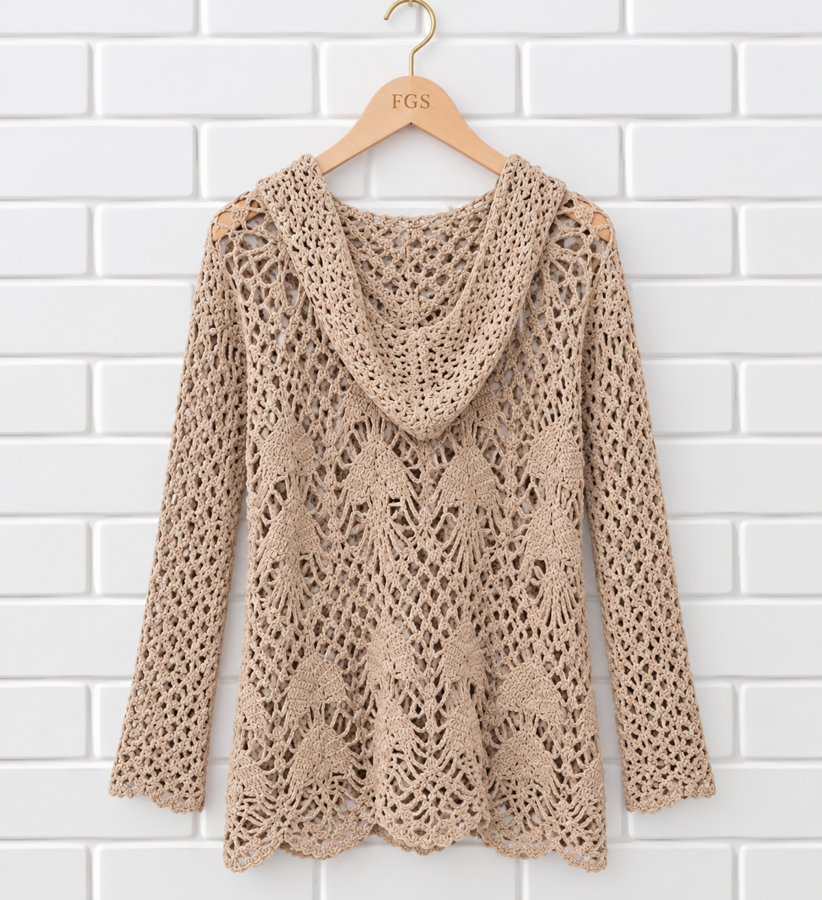 Free People Wildflower Crochet Hooded Sweater- S