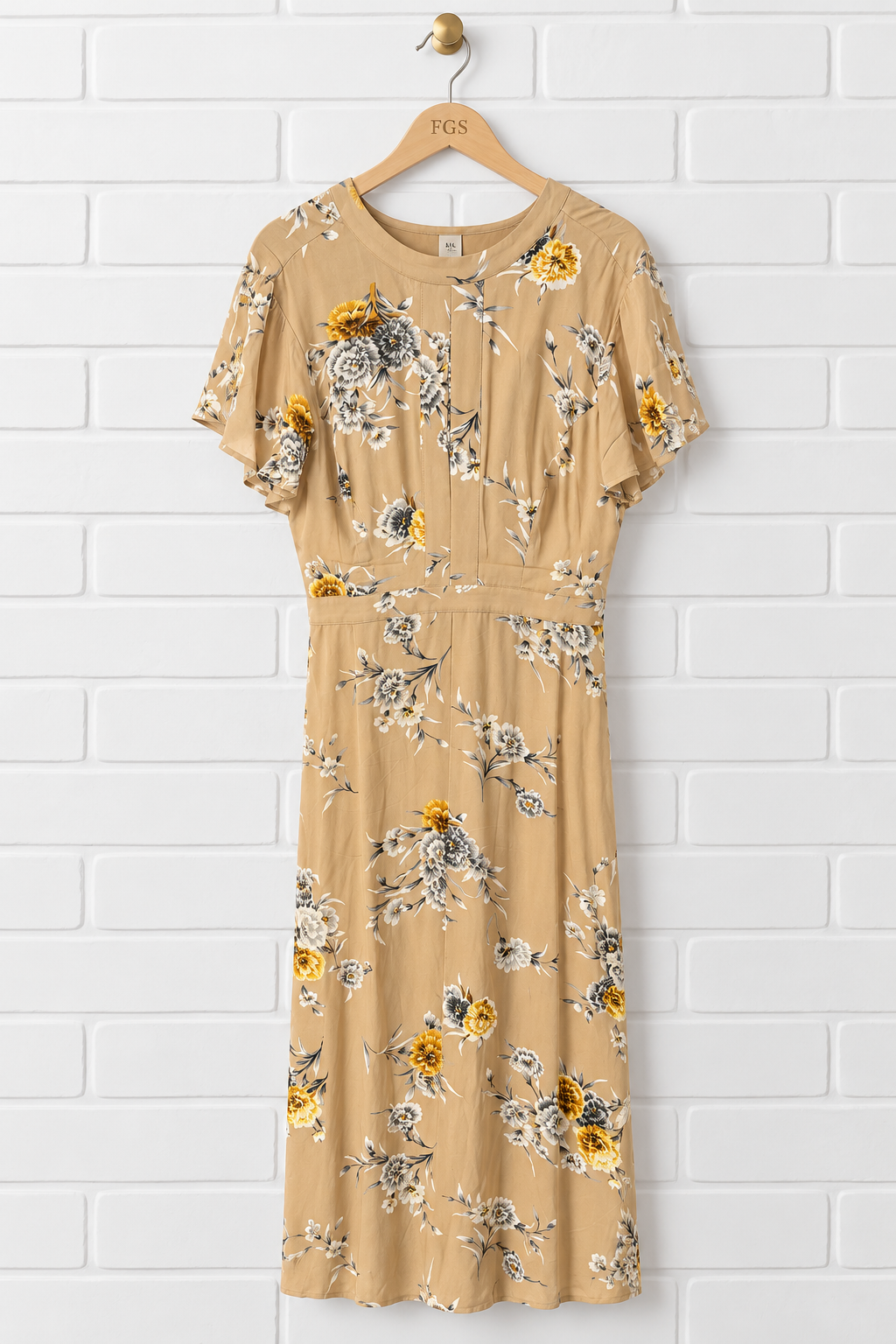 AFRM Sutton Floral-Print Short-Sleeve Maxi Dress- XL
