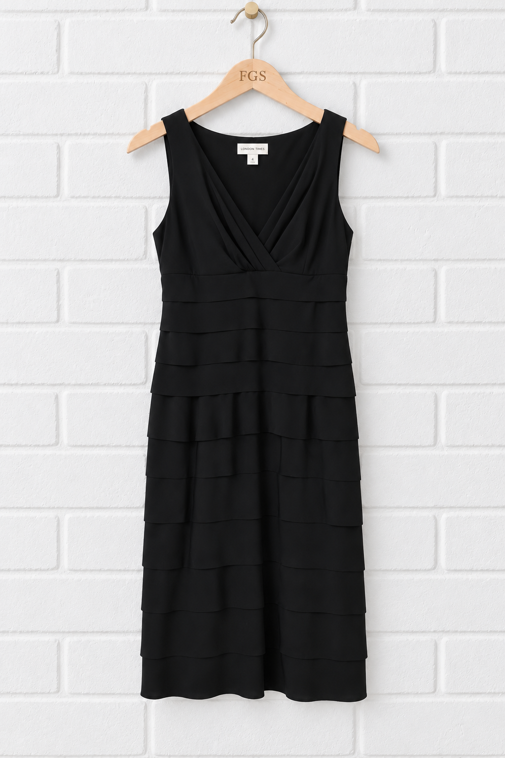London Times Layered Ruffle Tiered Sheath Dress- 4