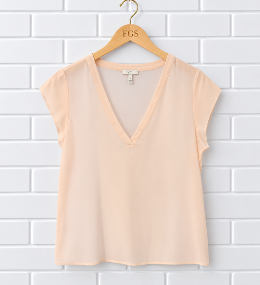 Joie Silk V-Neck Cap Sleeve Blouse- S