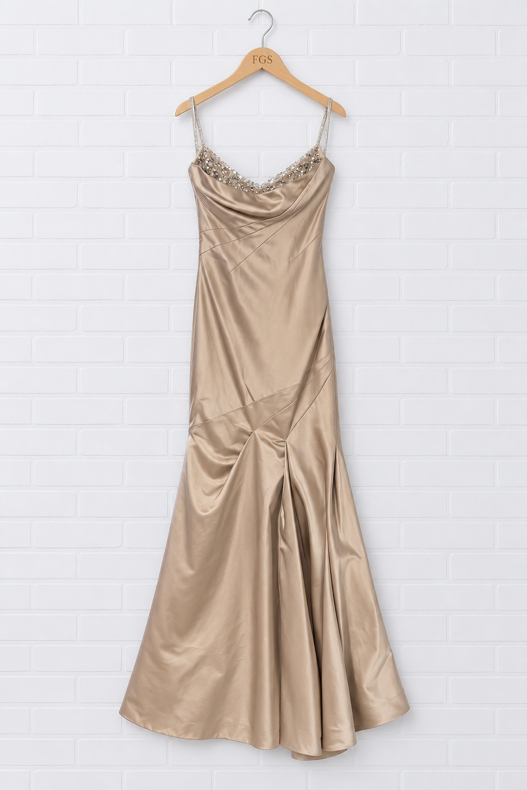Pamella Roland Beaded Satin Trumpet Gown- 8