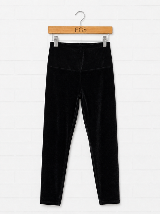 Goldsheep Black Velvet Leggings- S