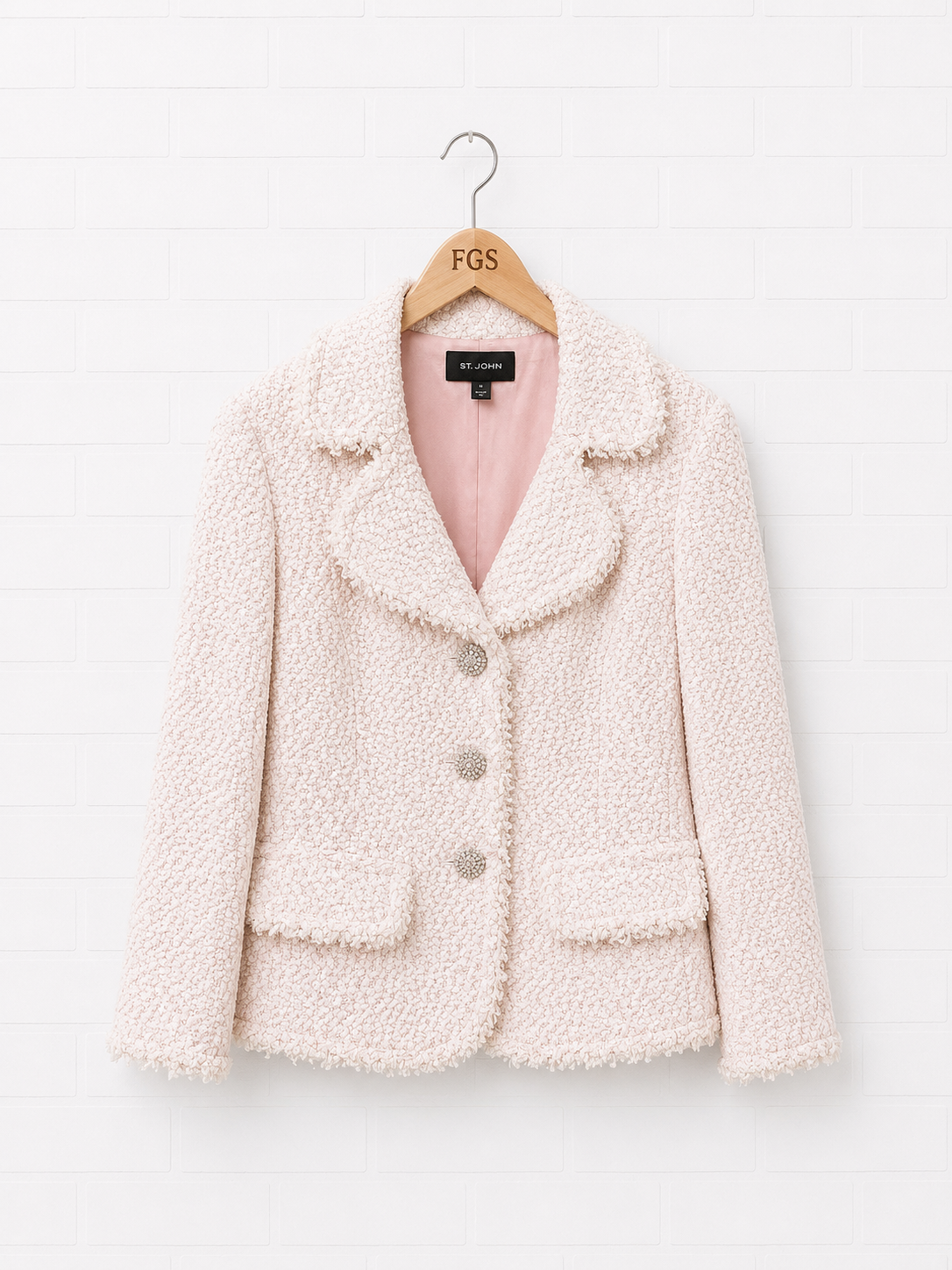 St.John Cream Boucle Shimmer Jacket- 8