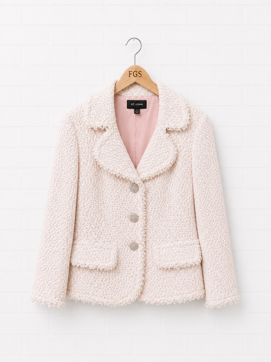 St.John Cream Boucle Shimmer Jacket- 8