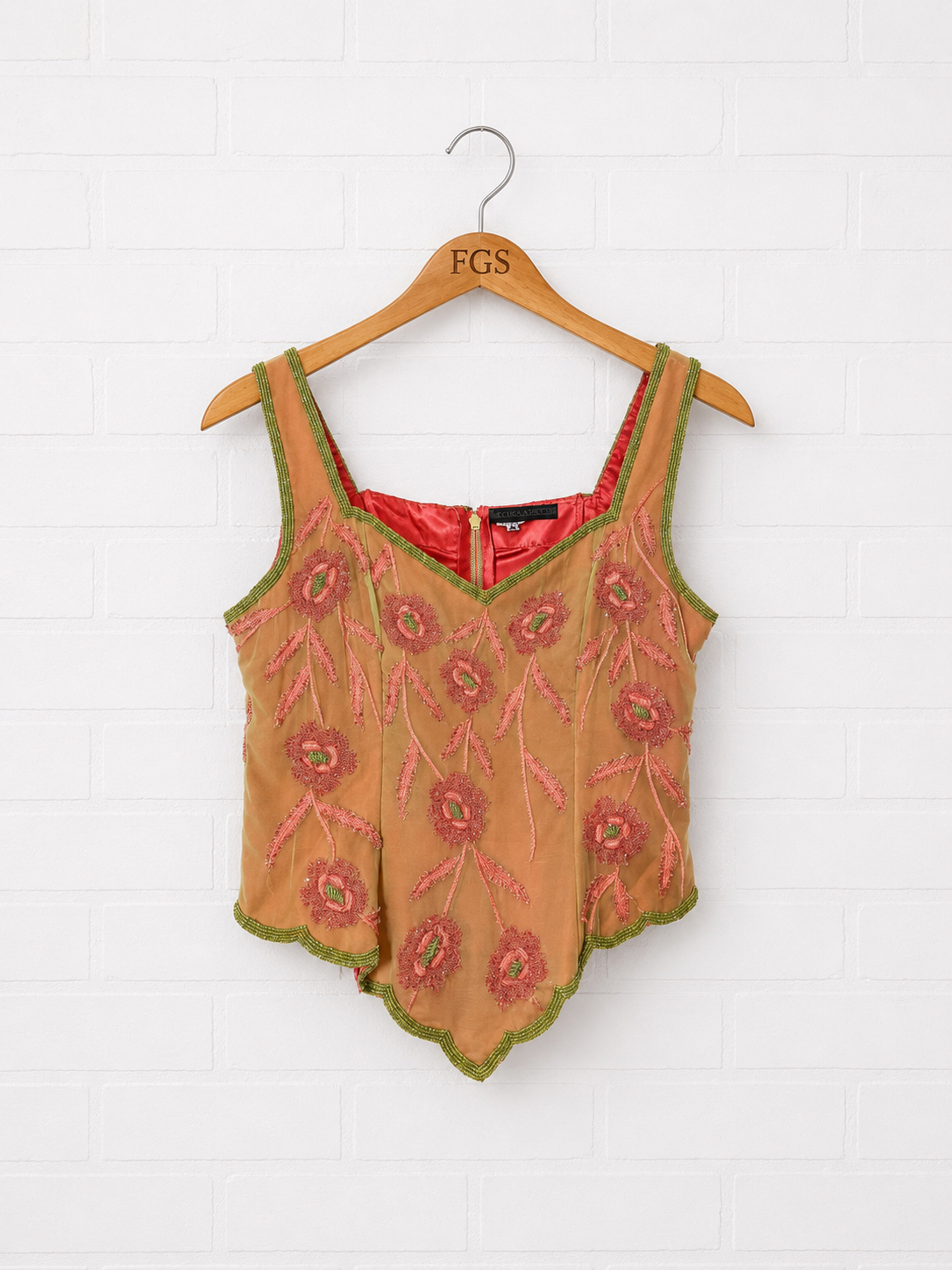 Laura Vogel Hand Beaded Mesh Top- M