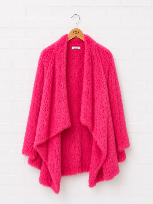 Elizabeth James Dyed Rabbit Fur Front Draped Jacket- XS