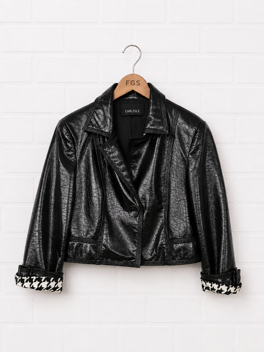 Carlisle Cracked Patent Leather Cropped Jacket- 10