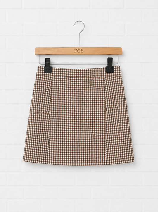 Theory Check Pattern Mini Skirt- 6