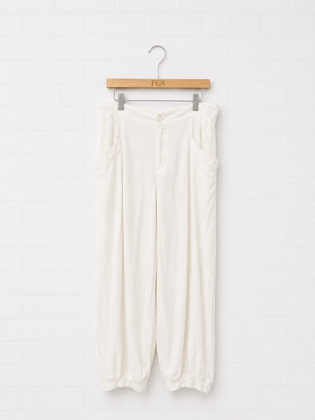 European Culture Optical White Trouser- L