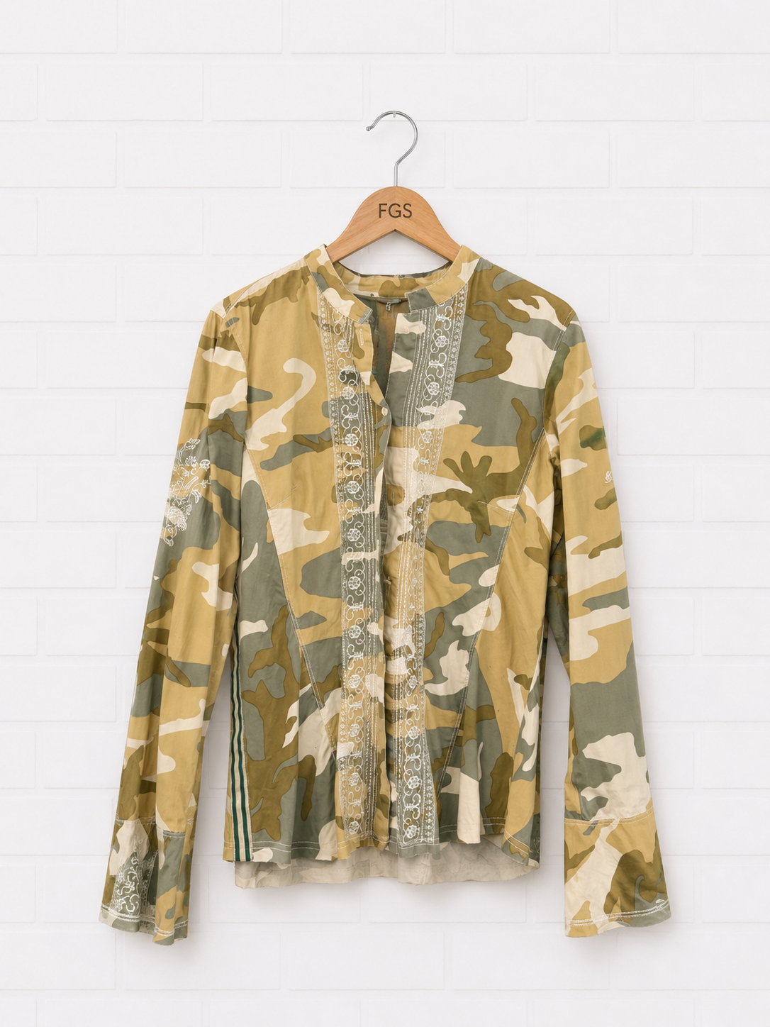 3J Workshop Camo Embroidered Cotton Blouse- M