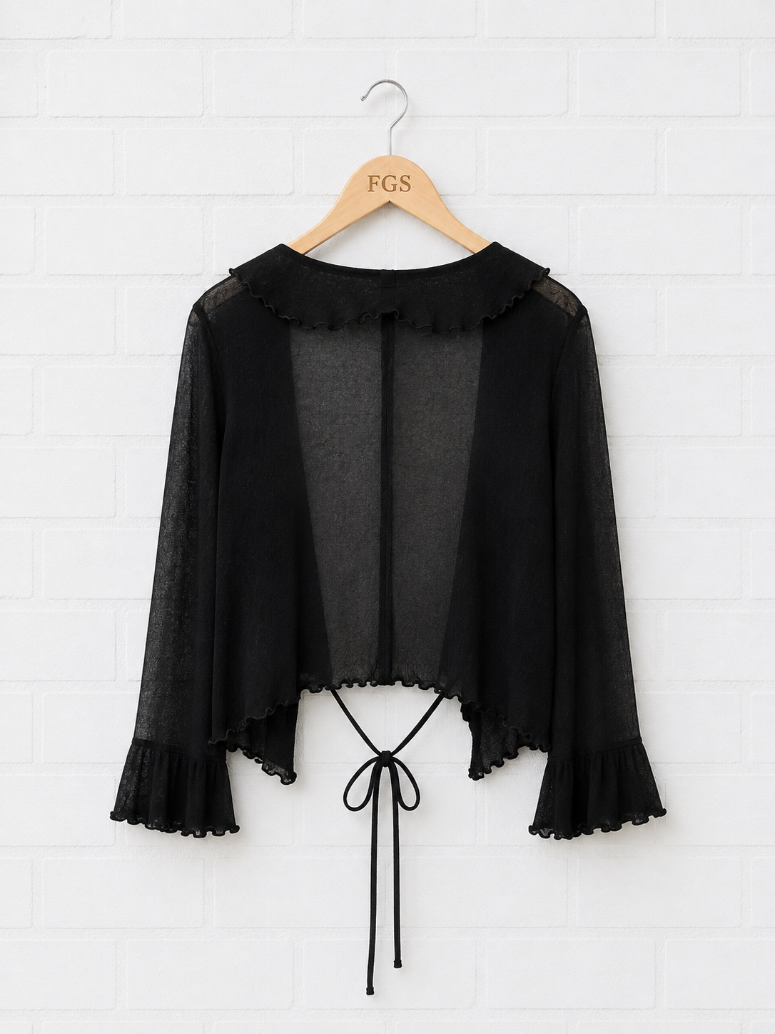 Betsey Johnson Sheer Mesh Tie Front Cardigan- L