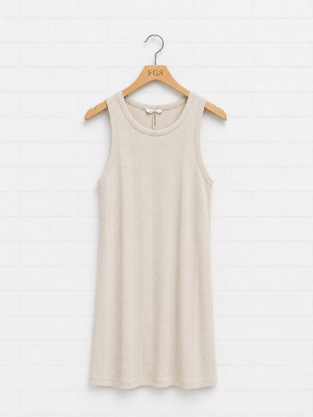 Milio Milano Ribbed Racerback Tank Beige- M