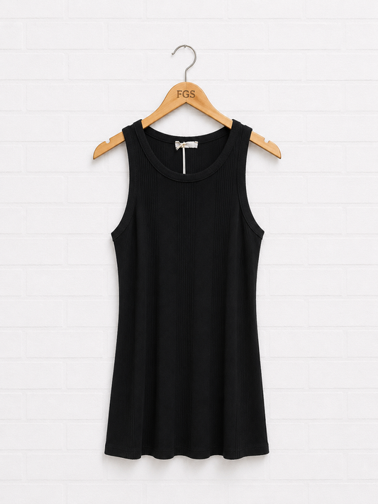 Milio Milano Ribbed Racerback Tank Black- L