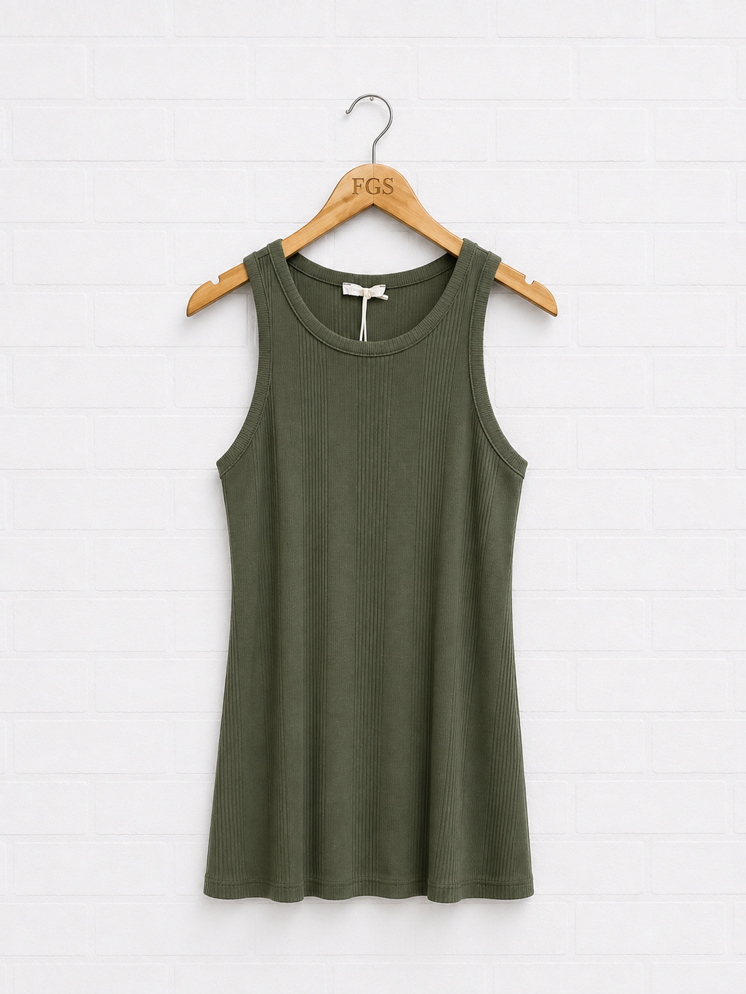 Milio Milano Ribbed Racerback Tank Green- M