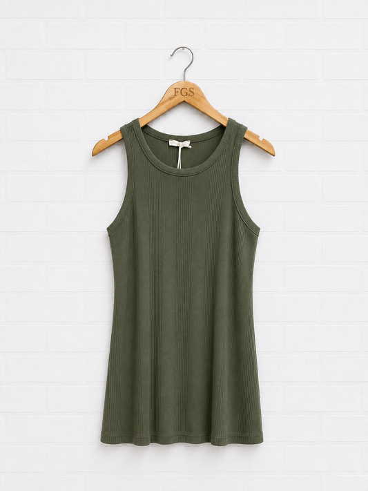 Milio Milano Ribbed Racerback Tank Green- M