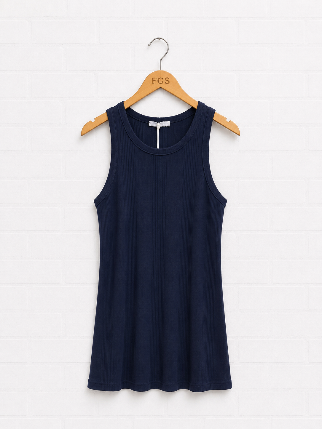 Milio Milano Ribbed Racerback Tank Navy- M
