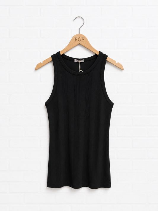 Milio Milano Ribbed Racerback Tank Black