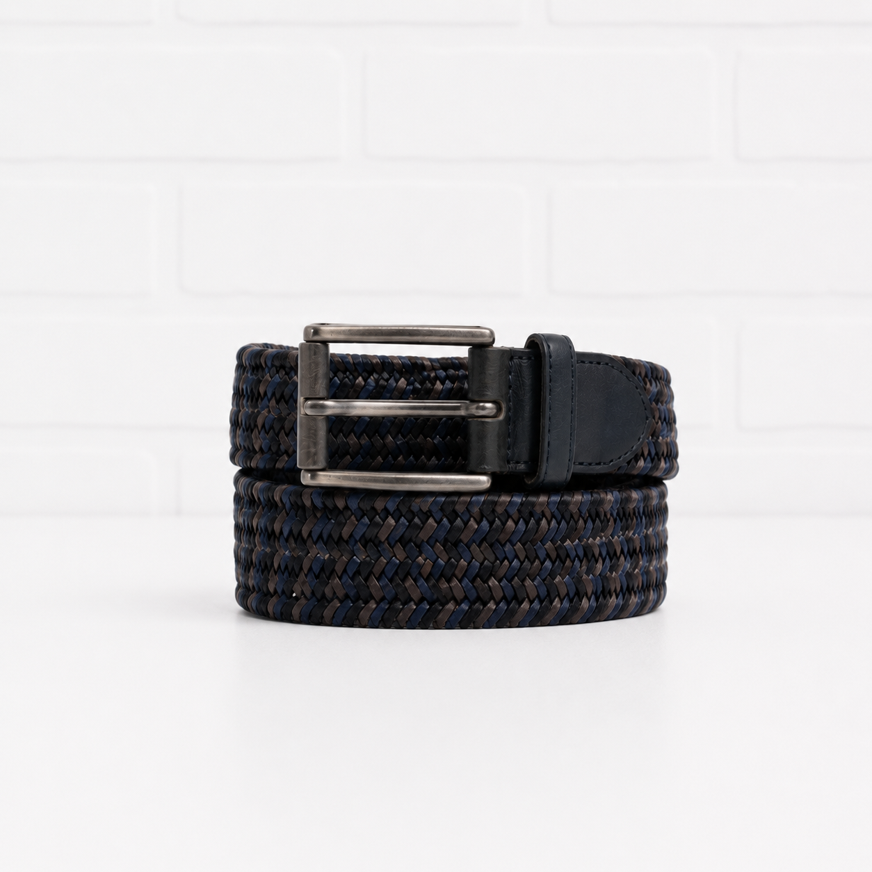 Georg Roth Freiburg Braided Leather Belt Blue & Grey - 34