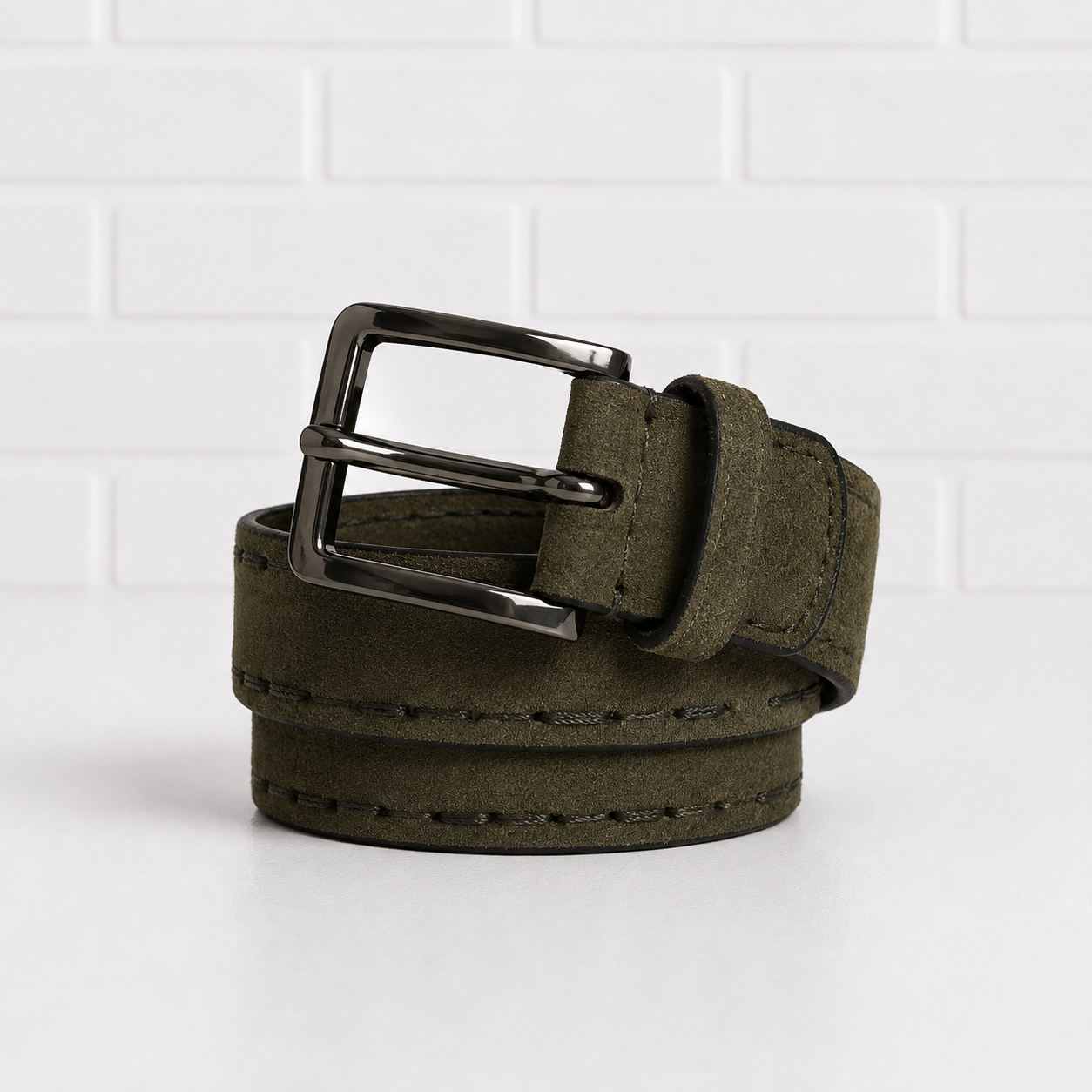 Georg Roth Kiel Olive Leather Belt- 34
