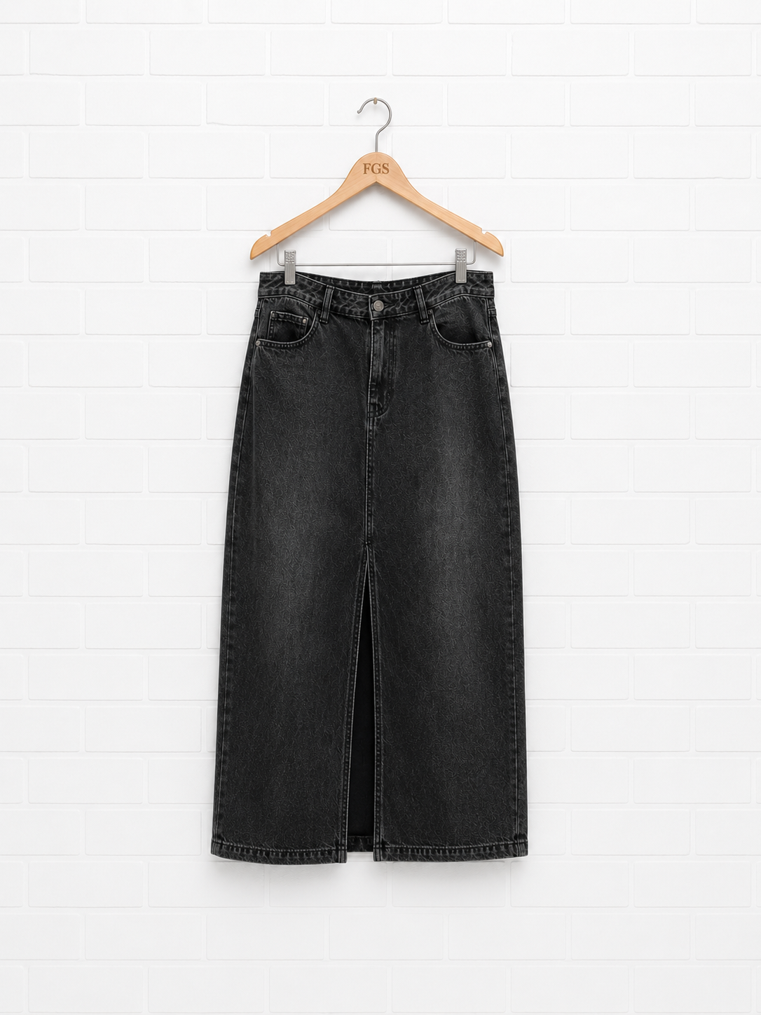 Etienne Marcel Black Denim Maxi Skirt- XL