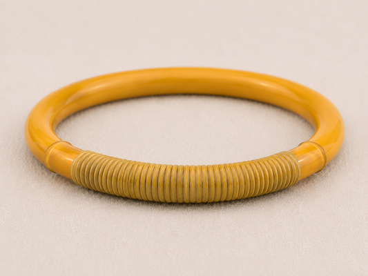 Vintage Butterscotch Bakelite Wrapped Bangle Bracelet