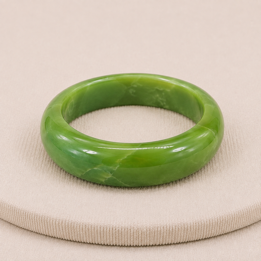 Vintage Green Bakelite Wide Bangle Bracelet