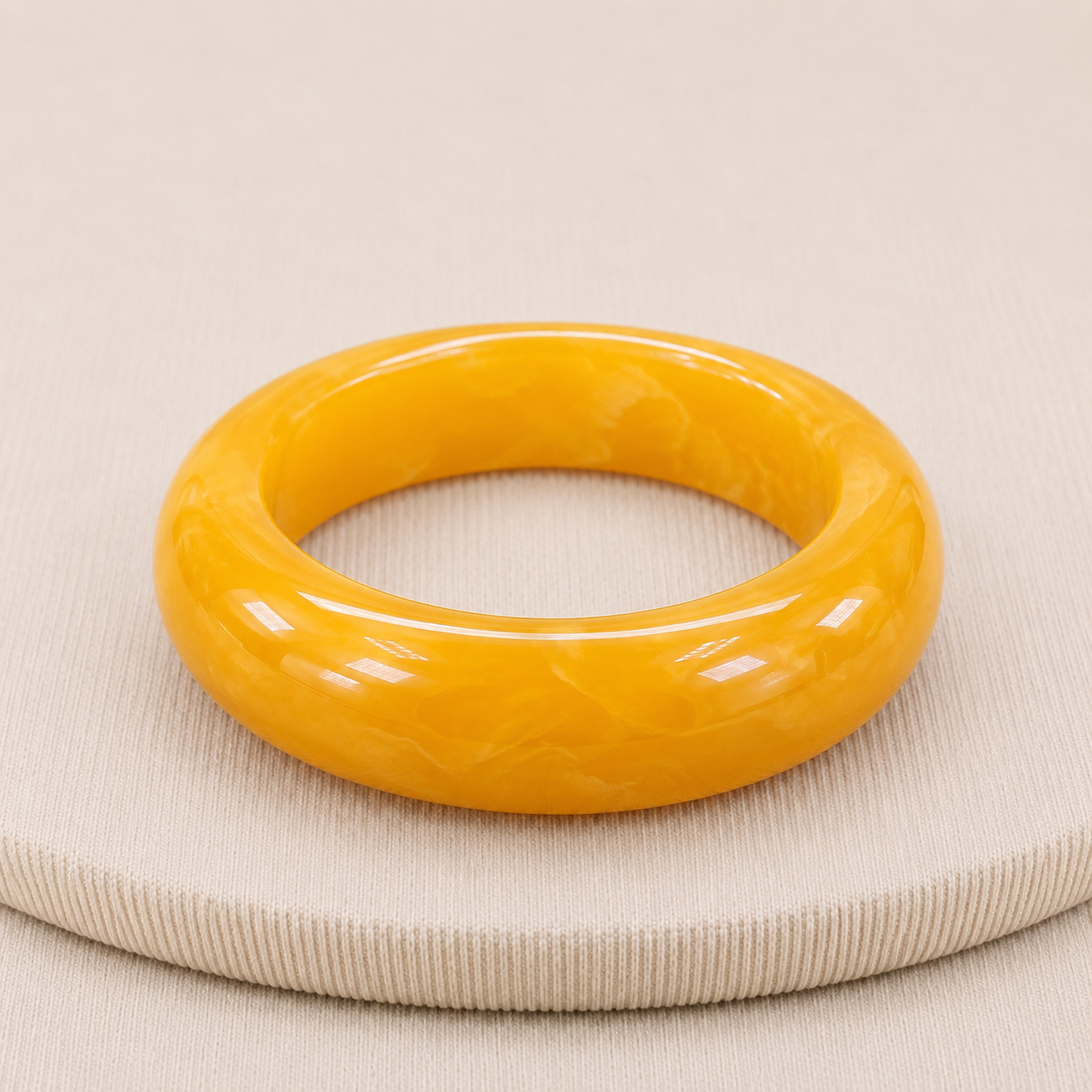 Vintage Golden Yellow Bakelite Wide Bangle Bracelet