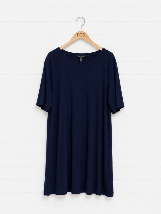 Eileen Fisher Navy Knit Shirt Dress- 1X