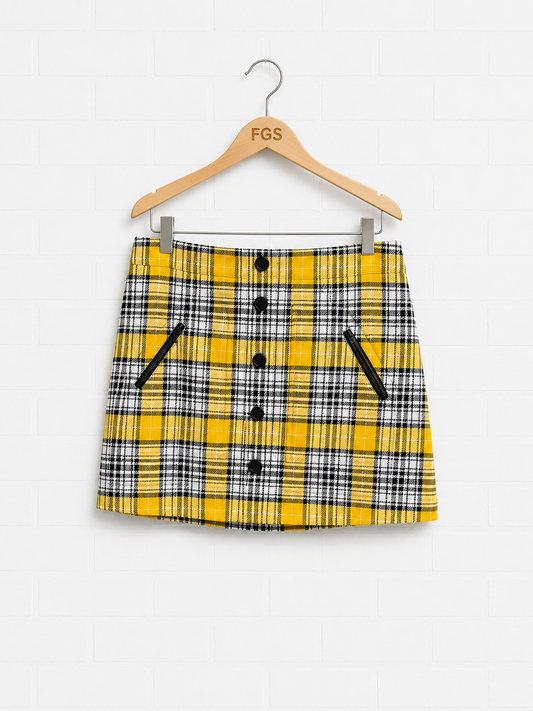 Veronica Beard Monroe Plaid Button Front Mini Skirt- 16