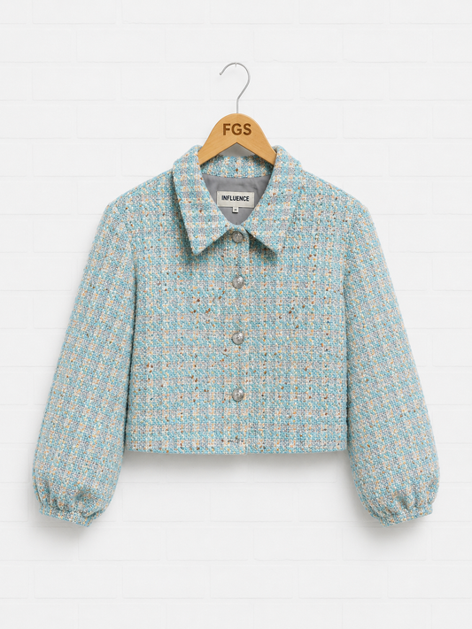 L'agence Cropped Metallic Tweed Jacket- 12