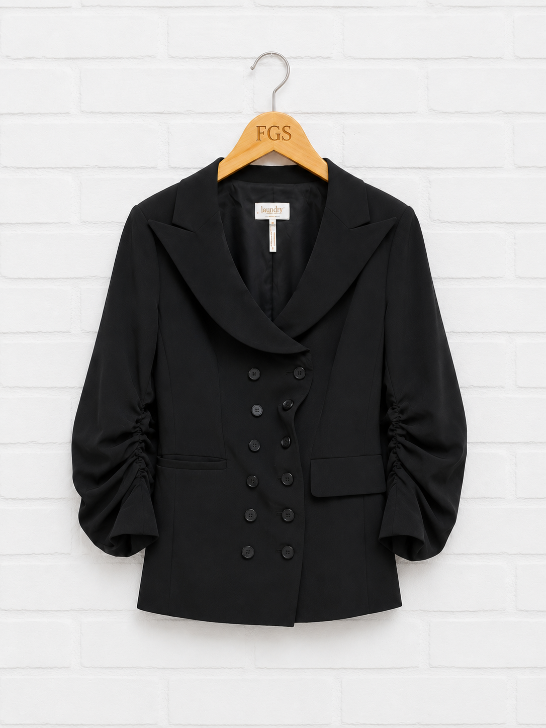 Laundry Ruched 3/4 Sleeve Blazer- 8