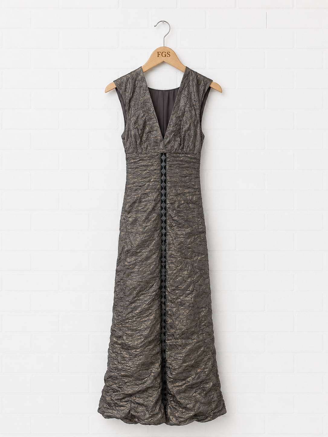 Nicole Miller Crinkle Metallic Gown