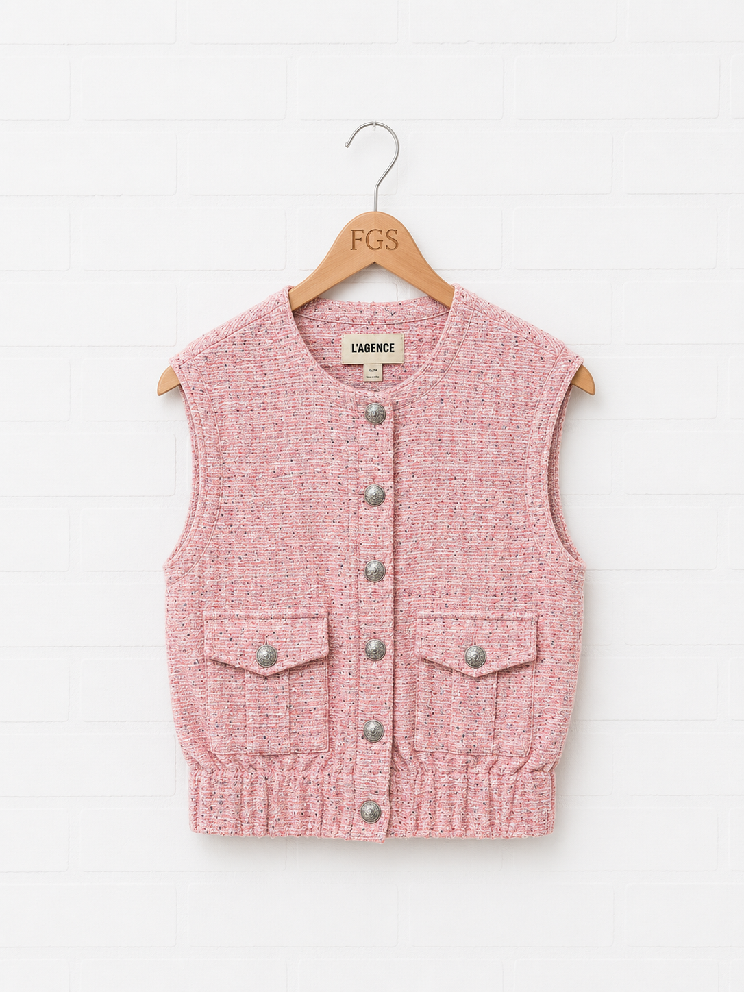 L'Agence Speckled Tweed Vest- S