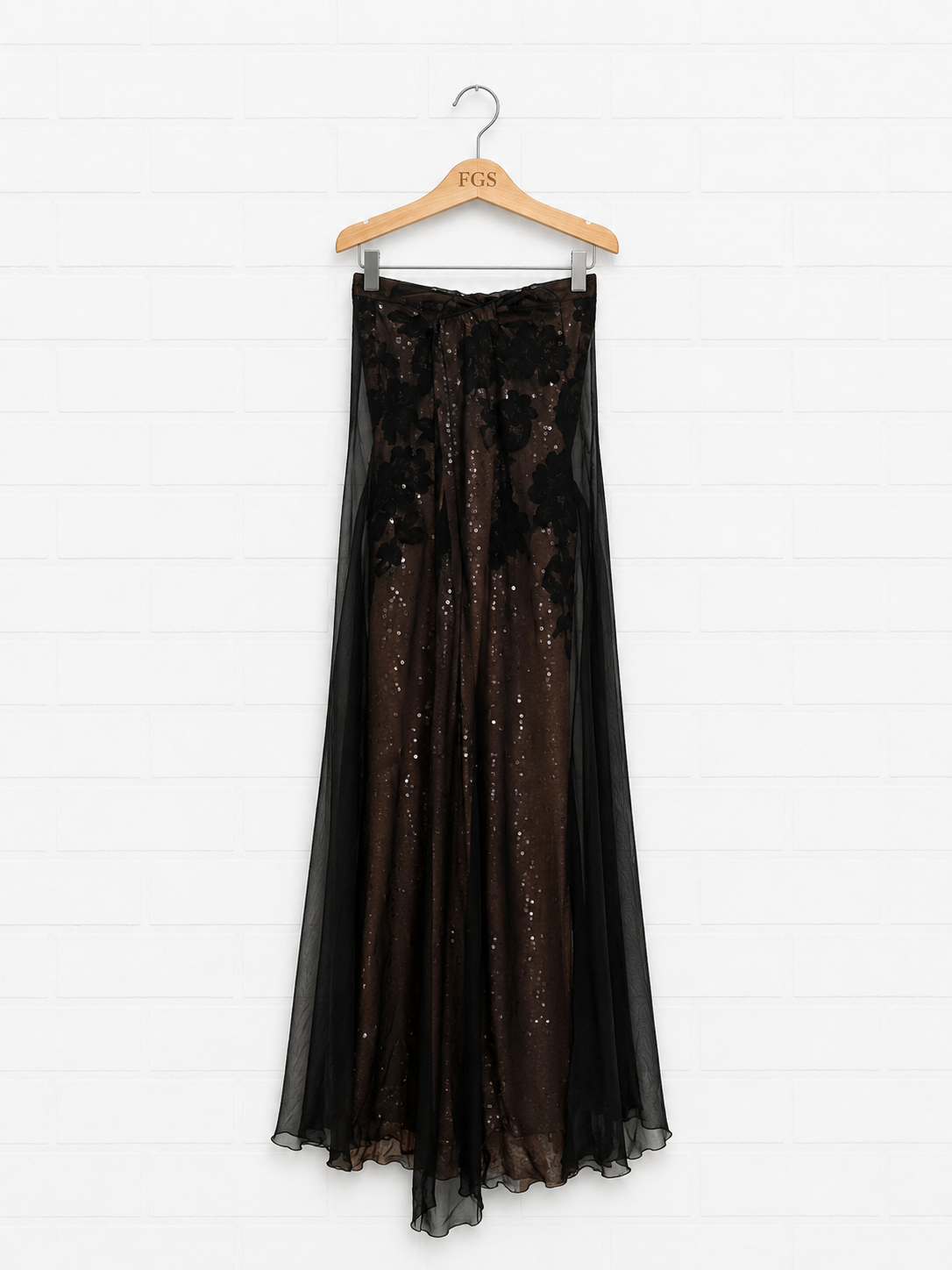 Angel Sanchez Floral Lace Overlay Gown- 12