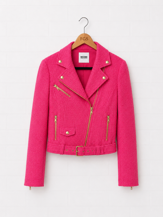 Moschino Boucle Moto Style Jacket- 44