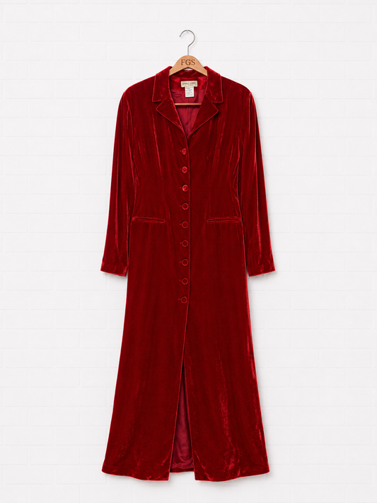 Sophie Sitbon Paris  Crushed Velvet Maxi Trench Coat- 40