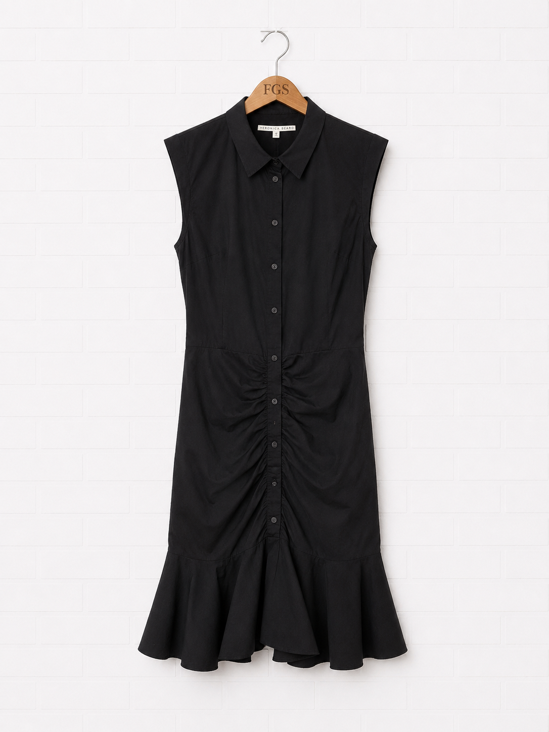 Veronica Beard Ruched Poplin Shirtdress- 12