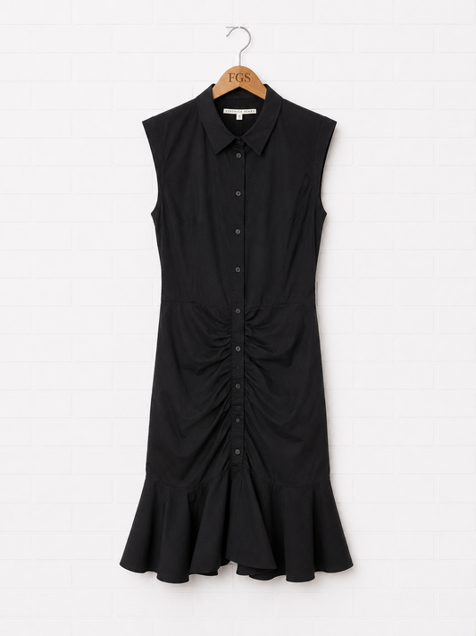 Veronica Beard Ruched Poplin Shirtdress- 12