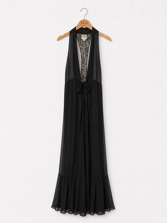 Haute Hippie Silk Chiffon Lace Back Duster Vest- M