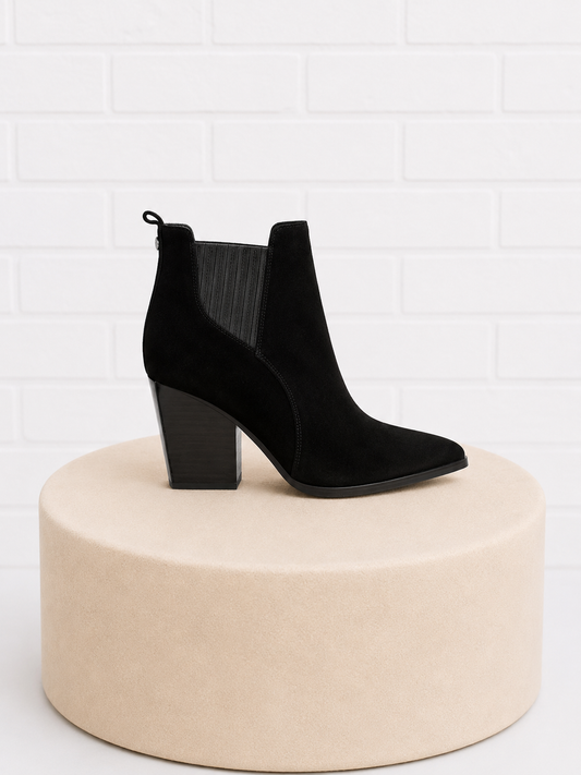 Donald Pilner Vale Black Suede Pull On Boots- 8.5