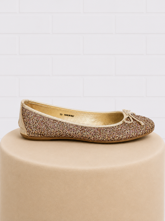 Jimmy Choo Walsh Coarse Glitter Ballet Flat- 8