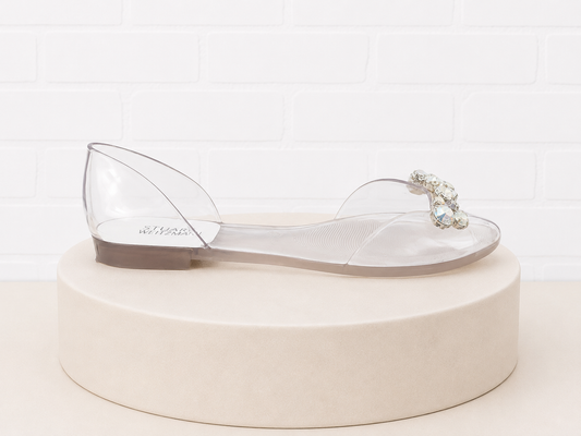 Stuart Weitzman Crystal Embellished Jelly Sandals- 8