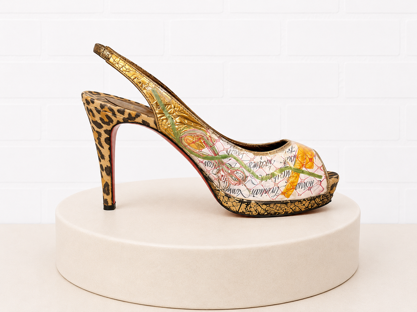 Louboutin Winter Trash Slingback Platform Pumps- 38